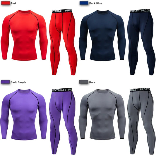 2-teiliges Herren Kompressions-Sportset – Elastischer Trainingsanzug für Sport, Yoga, Workout, Jogging und Fitness, bestehend aus Oberteil und Hose, Trainingsanzug/Sportanzug