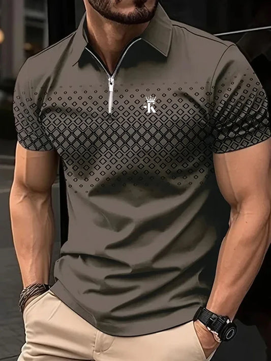 Business Herren Golf Poloshirt – Kurzarm, Outdoor, Freizeit, Alltag, Streetwear, Sommer, 3D-Print, mikroelastisches Polyester
